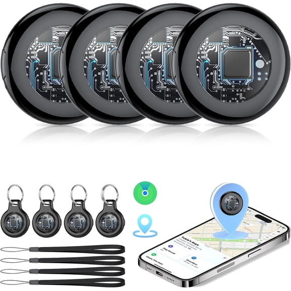 2026 New [ MFi Certified] Air Tracker Tags-4 Pack (iOS Only), Bluetooth Tracker for Find My, Replaceable Battery, Key Finder and Item Locator Smart Tag for Keys, Bag, Luggage and More