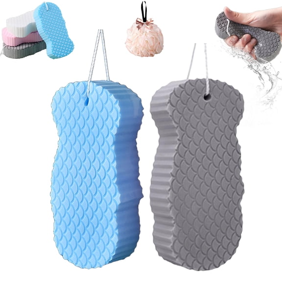 2026 New Magic Exfoliating Bath Sponge, Upgrade 3D Super Soft Exfoliating Bath Sponge Skin Friendly Reusable, Super Soft Exfoliating Bath Sponges (2PC-B)