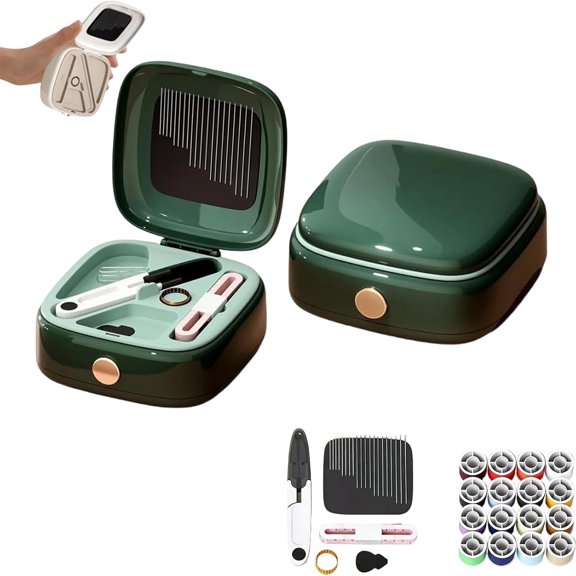 2026 New Magnetic Sewing Tool Kit, Big Eye Stainless Steel Sewing Needles Kit with Needle Threader and Seam Ripper, Portable Manual Sew Set for Home Travel (Green)
