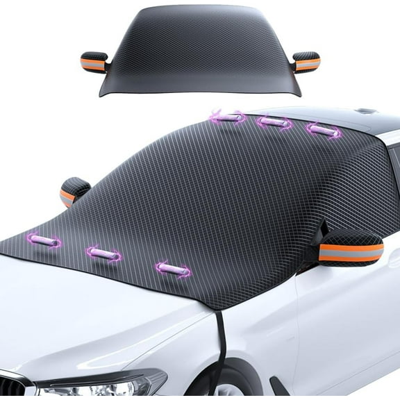 2026 New Magnetic Windshield Cover for Ice and Snow, All Seasons Sunshade Ice Cover, Waterproof Oxford Cloth, 360°Windproof Car Sun Shade Windshield Cover for Cars, Trucks, Suvs