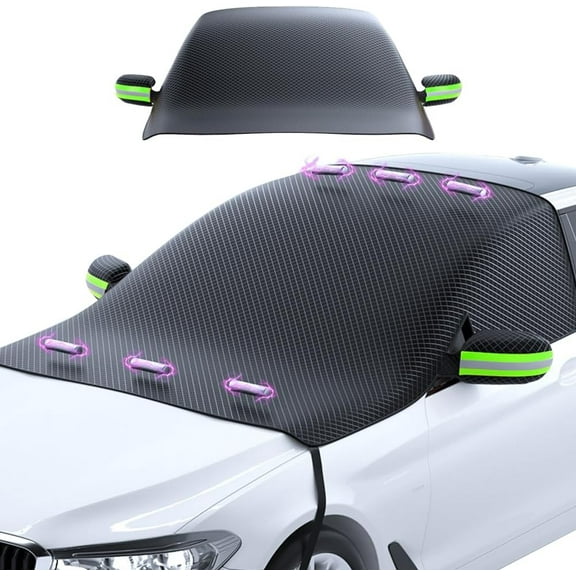 2026 New Magnetic Windshield Cover for Ice and Snow, All Seasons Sunshade Ice Cover, Waterproof Oxford Cloth, 360°Windproof Car Sun Shade Windshield Cover for Cars, Trucks, Suvs