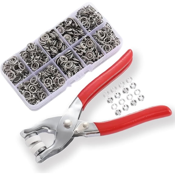 2026 New Manual Pressure Pliers Sewing Kit with 100PCS Metal Buttons & Buckle Tool for Clothing Repair DIY Crafts (Silver-100Set) (K)