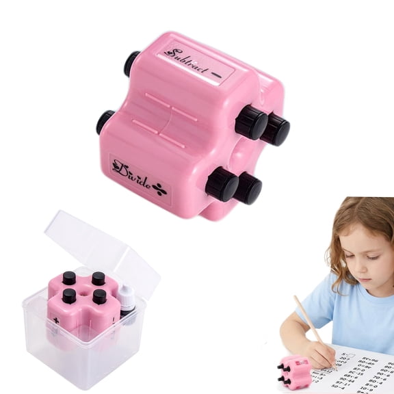 2026 New Math Roller Stamp, 4 in 1 Math Practice Roller Stamp Set, Math Teacher 4 in 1 Roller Stamp Refill Ink, Addition, Subtraction for Classroom & Home Use