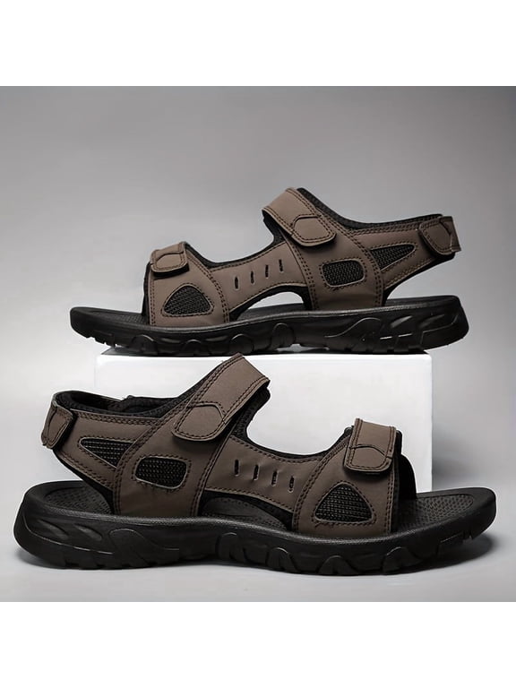 2026 New Men's Casual Sandals, Geometric Pattern, Breathable Fabric Upper & Inner, Round Toe, TPR Sole, Hook,All-Season Comfortable Outdoor Hiking Shoes, High-Quality Non-Slip Sole, Durable Large Siz
