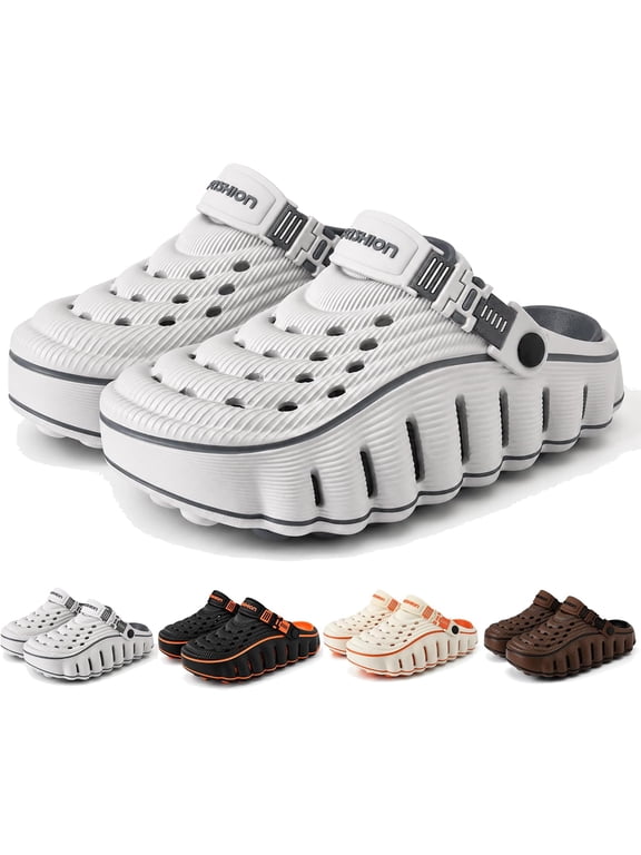 2026 New Men's Cloud Walk Clogs - Summer Comfortable Lightweight Cushioned Arch Support Thick-Sole Non-Slip Clogs