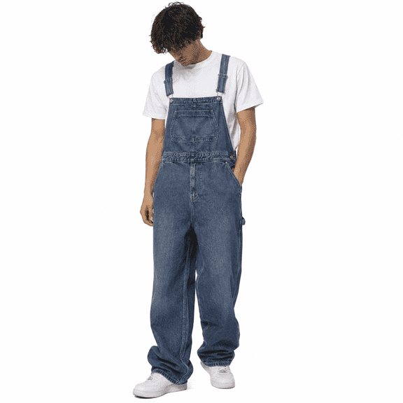 2026 New Men’s Denim Bib Overalls, Retro Workwear Loose Straight Leg, Multi-Pocket Adjustable Straps, Durable Casual Streetwear Denim Jumpsuit, Standard Sizes 30-40
