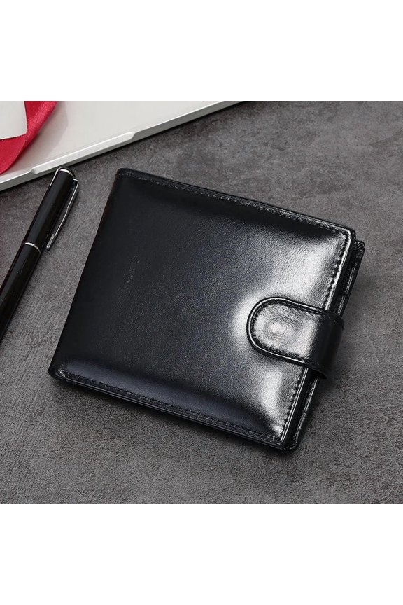 2026 New Men's Genuine Leather Wallet Top Layer Cowhide Short Horizontal Wallet Coin Pocket Card Holder