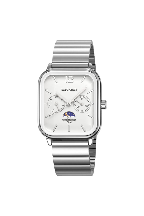 2026 New Men's Square Quartz Watch with Moon Phase | Minimalist Design, Waterproof, Stylish & Sophisticated