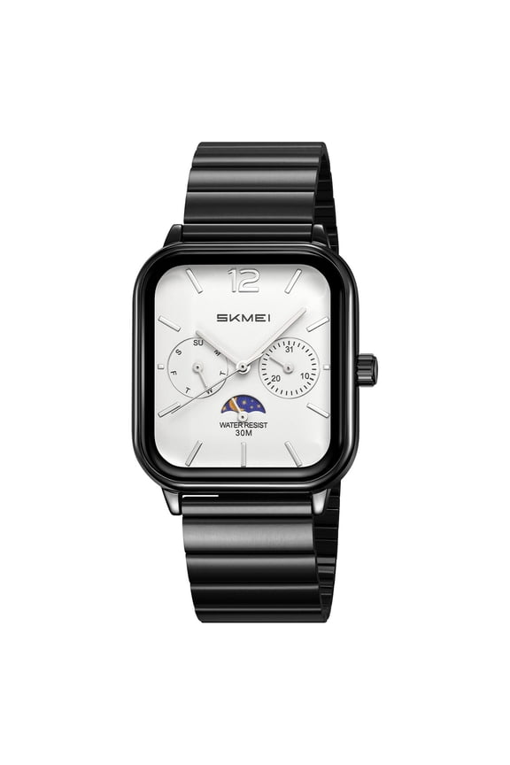 2026 New Men's Square Quartz Watch with Moon Phase | Minimalist Design, Waterproof, Stylish & Sophisticated