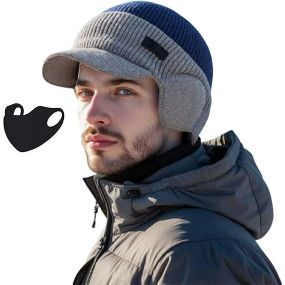 2026 New Men's Winter Knitted Earflap Hat, Men's Knit Winter Hat, Warm Line Knitted Outdoor Caps for Men Women(D)