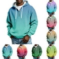 thumbnail image 1 of 2026 New Mens Quarter Zip Waffle Hoodie Sweatshirt Casual Gradient Long Sleeve Knit Tops Drawstring Pullover Tops Green L, 1 of 3