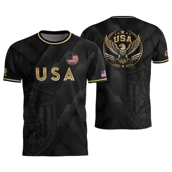 2026 New Mens USA Soccer Jersey T-Shirt Printed, United States Jersey Soccer, Crew Neck Short Sleeve Match Day Sweat Resistant Football Training Shirts for Adult(White, L)