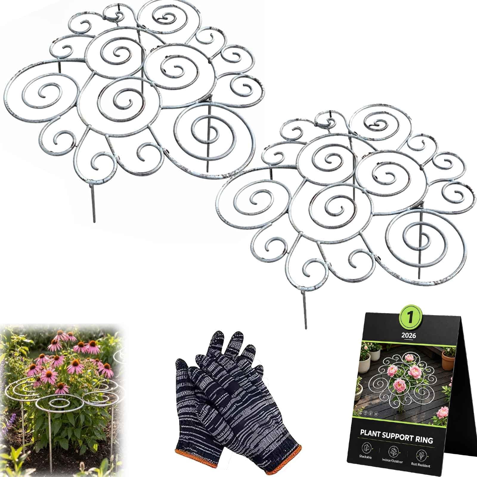 2026 New Metal Plant Support Ring for Garden, Decorative Peony Cages and Flower Stakes, Indoor/Outdoor Plants Wire Hoop, Stackable Houseplant Stake for Climbing Plants Vines Peonies Tomatoes