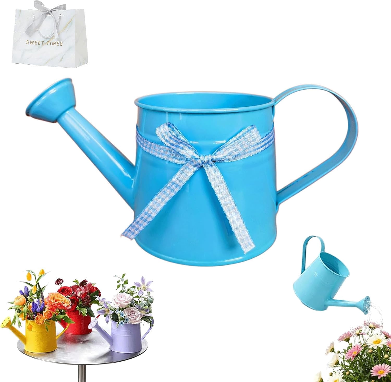 2026 New Metal Watering can,1L Tinplate Watering Kettle,Vintage Metal Waterings Cans for Flowers, Indoor & Outdoor Plants, Lawn & Garden Irrigation Tool (D)