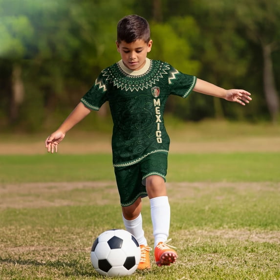 2026 New Mexico Soccer Jersey Boys, Mexican Jersey Soccer T-Shirt, Soccer Jersey 2D Graphic Crew Neck Short Sleeve Football Tee, Casual Daily Sport Top for Kids