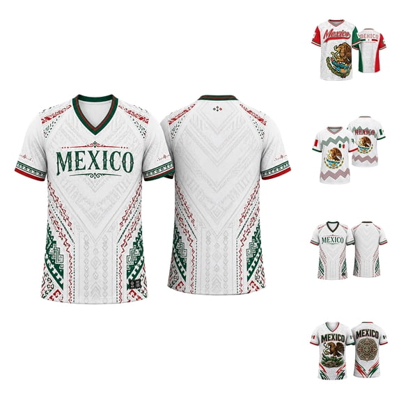 2026 New Mexico Soccer Jersey Men, Mexican Jersey Soccer T-Shirt, Jersey De Mexico Crew Neck Short Sleeve Football Shirt, Athletic Training Uniform for Adult