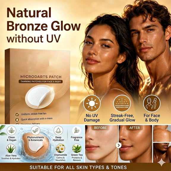 2026 New Micro Tanning Patch for Face and Body, Streak-Free Tan Patches, 7 Patches per Box, Advanced Microneedle Technology for Even Application,1 Box