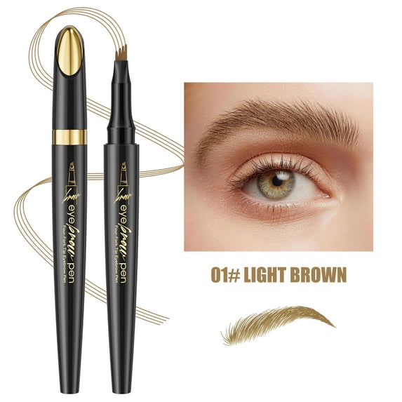 2026 New Microblading Eyebrow Pen with 4 Micro-Fork Tip, Waterproof Micro Fork Eyebrow Pencil, Smudge-Proof Sweat-Resistant Long-Lasting Liquid Eyebrow Pencil for Natural Hair-Like Strokes, 24hr Wear
