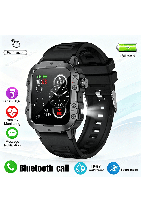 2026 New Military-grade Smart Watch Men GPS Flashlight 3ATM Waterproof Watch Bluetooth Call 100+Sport Outdoor Smartwatch Pk Hw12