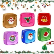 2026 New Mini Christmas Pouches, 2/4/6/8/12/24 Packs Mini Christmas Zipper Pouches, 12 Colors Reusable Small Xmas Travel Makeup Bags, Clear Nylon Holiday Gift Bags for Festive Goodies (6pcs-B)