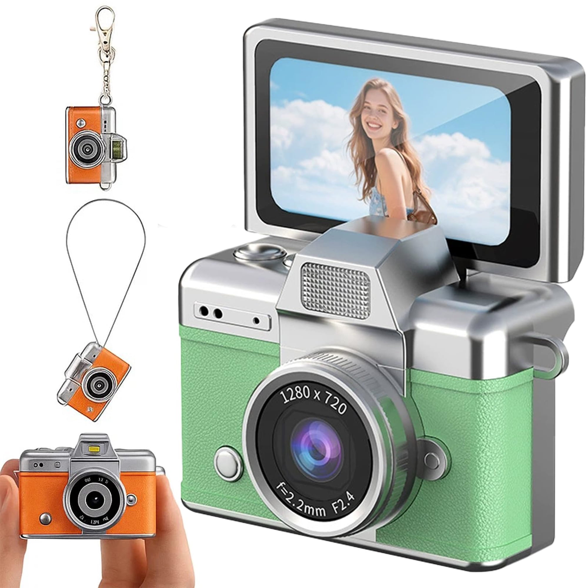 2026 New Mini Digital Camera with 1.47 in LCD Screen 1080P | Mini Keychain Retro Camera, Flip Screen & Built-in Flash, Ideal for Travel, Study, and Concerts