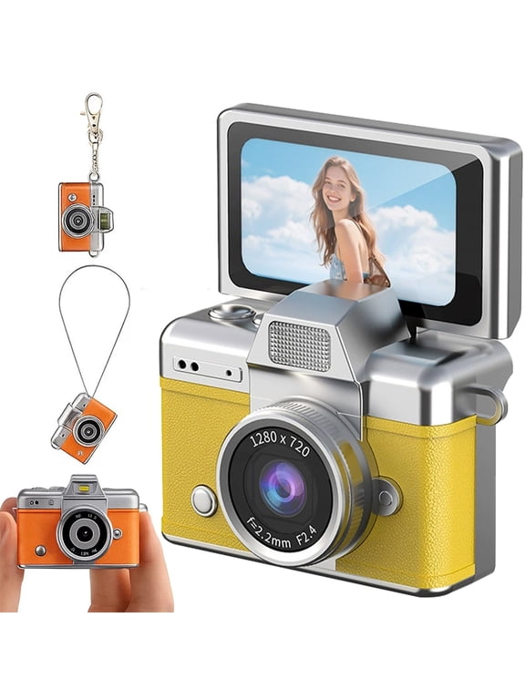 2026 New Mini Digital Camera with 1.47 in LCD Screen 1080P | Mini Keychain Retro Camera, Flip Screen & Built-in Flash, Ideal for Travel, Study, and Concerts
