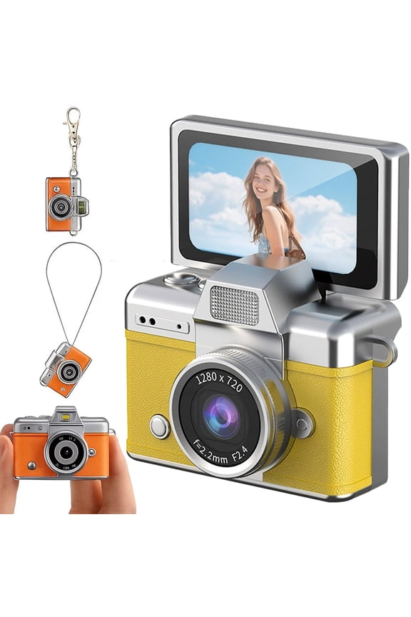 2026 New Mini Digital Camera with 1.47 in LCD Screen 1080P | Mini Keychain Retro Camera, Flip Screen & Built-in Flash, Ideal for Travel, Study, and Concerts