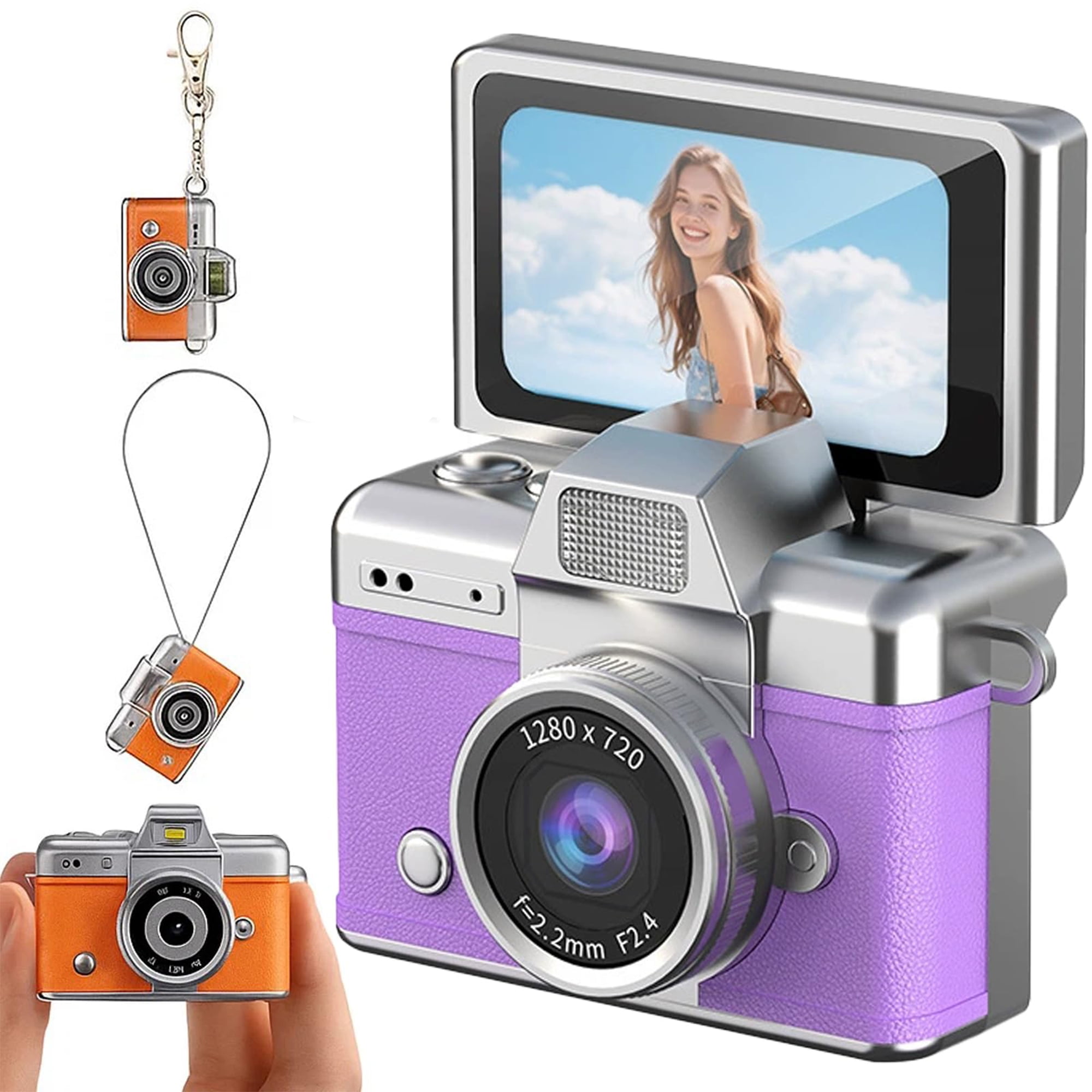 2026 New Mini Digital Camera with 1.47 in LCD Screen 1080P | Mini Keychain Retro Camera, Flip Screen & Built-in Flash, Ideal for Travel, Study, and Concerts