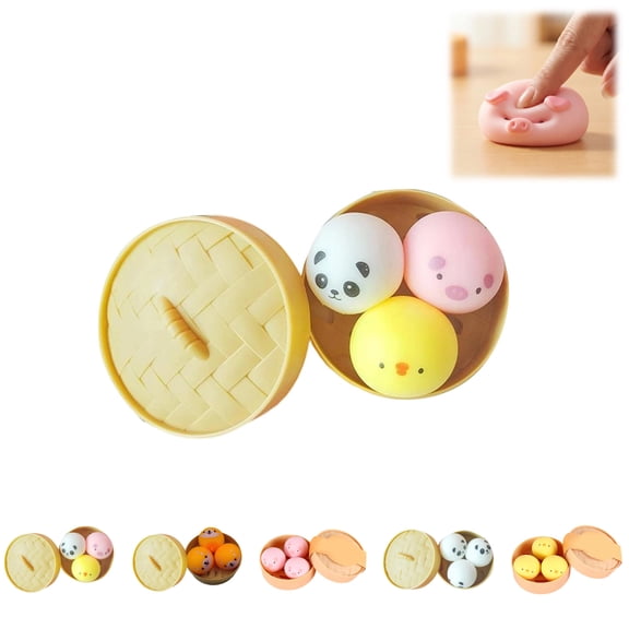 2026 New Mini Dumpling Squishy with Steamer Box,Super Soft Mini Squishy Dumpling, Mystery Dumpling Squishy,Stress Relief Squishys Dumplings for Everyone Anxiety Relief (3PCS Mix)