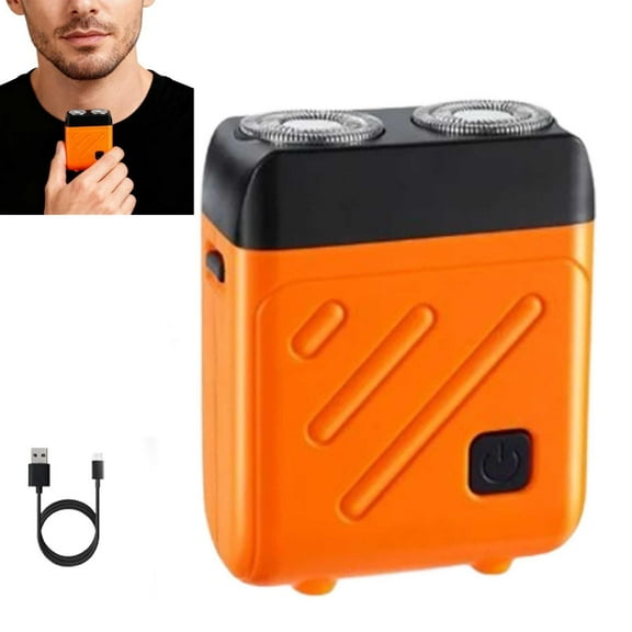 2026 New Mini Electric Shaver, Portable Rotary Dual Ring Electric Shaver, Waterproof Rechargeable Razor Mini Wet Dry Shaving Razor for Travel Home Use