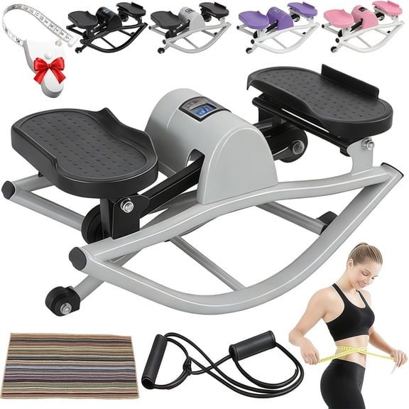 2026 New Mini Stepper Exercise Machine, Rocking Stepper Side to Side with Digital Display & Anti-Slip Mat, Stepper Machine Bands Low-Impact Glutes for Home & Dormitory Use