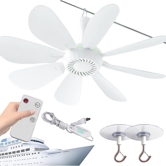 2026 New Model: 8-Blade Foldable Ceiling FanCruise Ship Exclusive | Portable Ceiling Fan | Remote Control Operation Auto-Off Timer Function | Ideal for Cruise  RVs, Beds, Dormitories, and Home Rooms