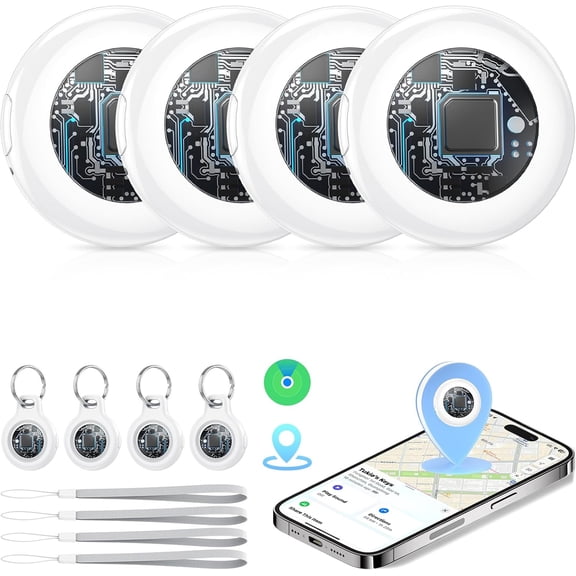 2026 New Model [Apple MFi Certified] Air Tracker Label – 4-Pack (exclusive to iOS systems), Tukio Bluetooth Tracker compatible with Apple’s “Find My” feature, removable battery, key finder, and item