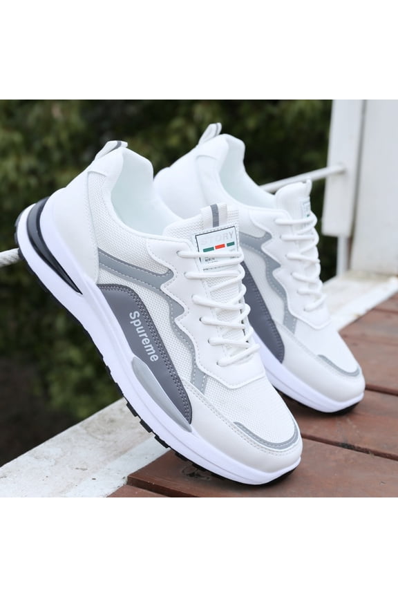 2026 New Model Men'S Mesh Sports Casual Running Shoes for Students, White Dad Shoes with Height Boost, Summer Breathable Footwear