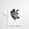 thumbnail image 1 of Men's Wolf Head Graphic T-Shirt, Short Sleeve Casual Animal Print Shirt, 1 of 8