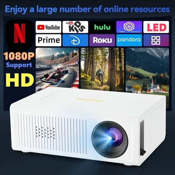 [2026 New Model] Supports 1080P Portable Video Projector, HD Home Theater Projector, Mini Outdoor Projector, Supports Smartphone Screen Mirroring - with Remote Control