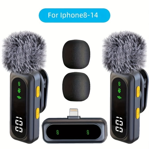 2026 New Model Wireless Lavalier Microphone USB-C - Mini Clip-On Mic with LED Display, Noise Reduction, Compatible with Iphone, Android & Camera, for Vlog, Youtube, Tiktok, Interview Recording