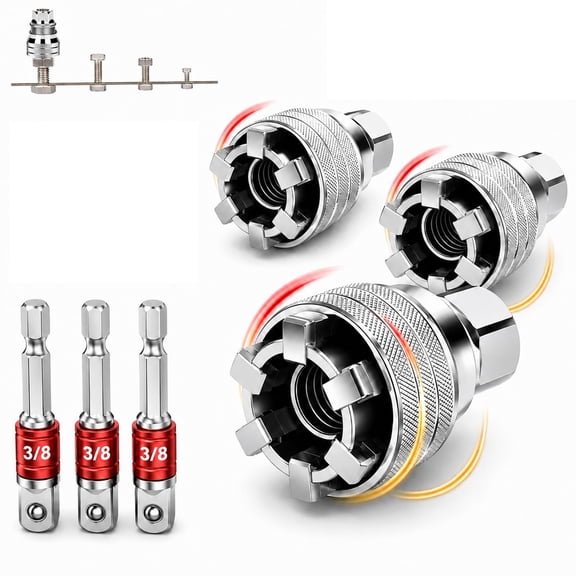 2026 New Multi-Function Universal Socket Wrench Tool, 3/8"-3/4" Self Adjusting Adjustable Socket Wrench for Ratchet & Drill