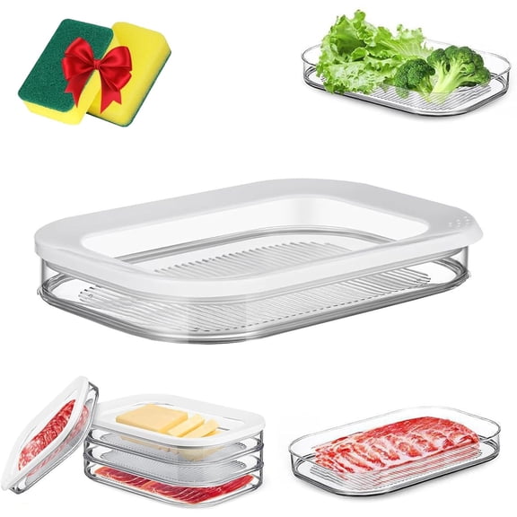 2026 New Multi-Layer Food Storage Box with Lid, Ham and Cheese Deli Meat Container for Fridge, Stackable Transparent Food Preservation Box for Cheese, Dumpling & Meat Storage (One Layers)