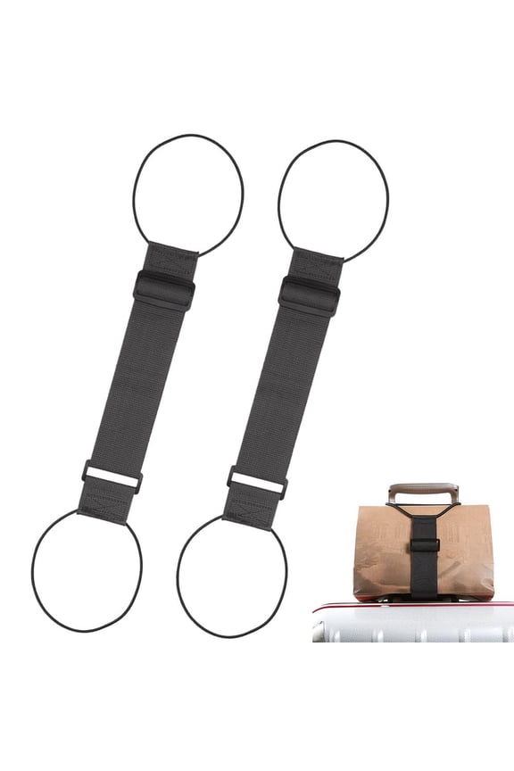 2026 New Multi Use Strong Adjustable Luggage Connector Straps, 2 Pack Elastic Fastening Belt for Suitcases, Add a Bag Connector Strap for Easy Travel, Flexible Luggage Accessories (Black)
