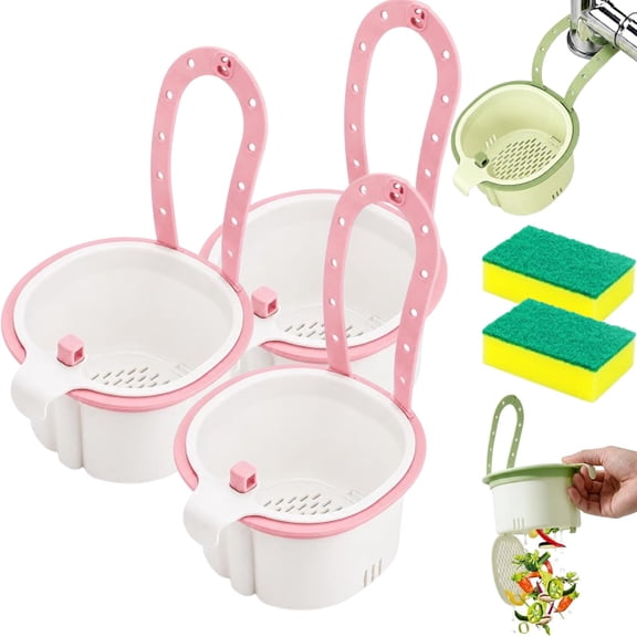 2026 New Multifunctional Hanging Sink Filter Basket, Press Type Detachable Kitchen Sink Storage Organizer for Veggie Washing & Kitchen Gadget Storage