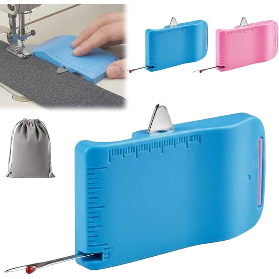 2026 New Multifunctional Magnetic Seam Guide, Built-in Seam Ripper & Edge Guide, Dual-Scale Universal Sewing Machine Tool for Precise Straight Stitching, Quilting, Hemming & Craft Projects (Blue*1)