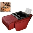 thumbnail image 1 of 2026 New Multifunctional PU Leather Car Armrest Box Mat,5-in-1 Center Console Cover Cushion,With Cup Holder, Tissue Box & Phone Slot for Most Car Models, 1 of 8