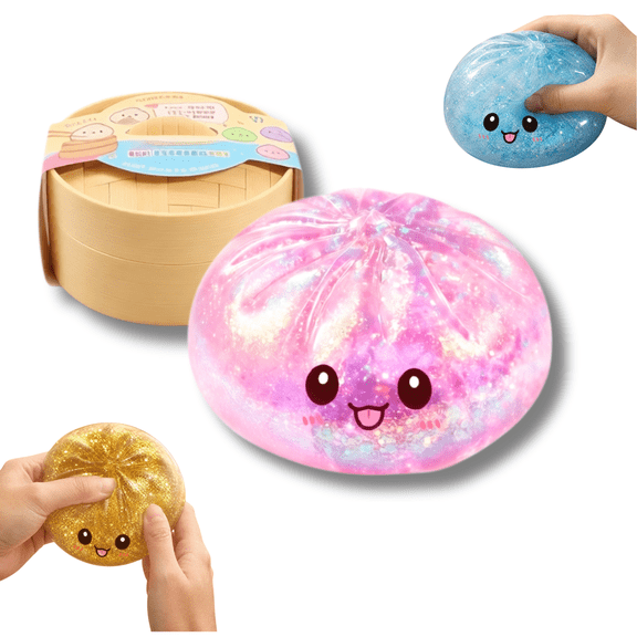 2026 New Mystery Glitter Dumpling Squishy, glitter filled bao bun squishies, soft tactile squeeze toy, Halloween Christmas desktop decor gift Pink