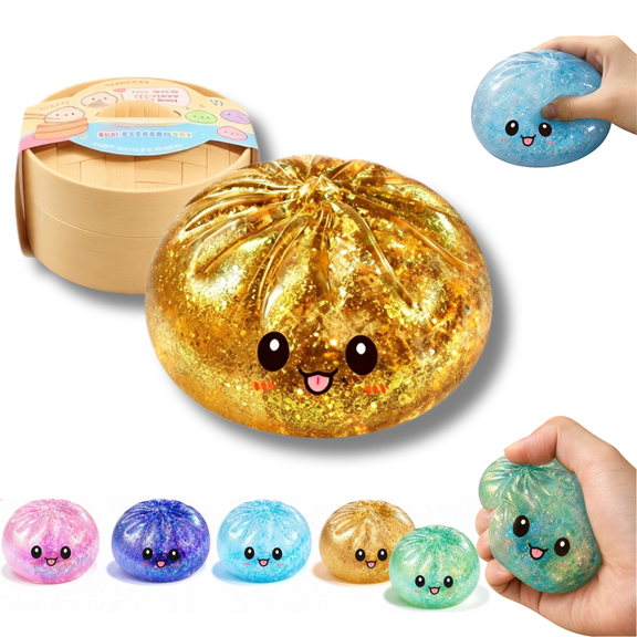 2026 New Mystery Glitter Dumpling Squishy, sparkle bao bun squishies, Halloween Christmas stress toy, kids birthday party favor gift Gold