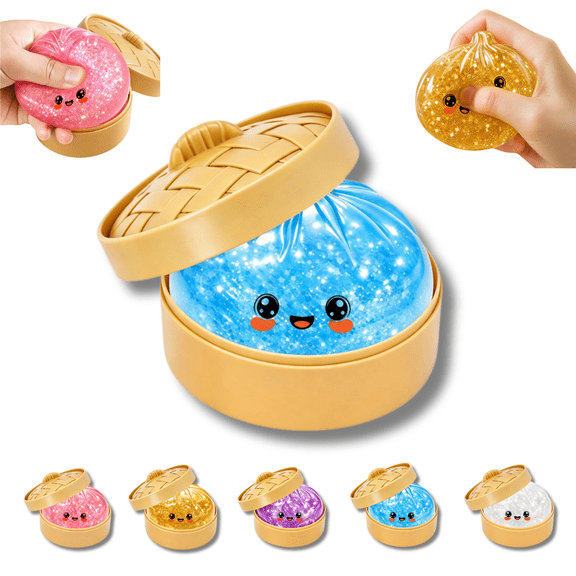 2026 New Mystery Glitter Dumpling Squishy, sparkly sequin bao squishies, washable stress toy, Christmas Squishies home office decor gift Blue