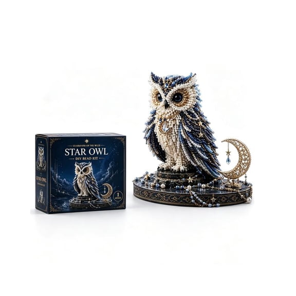 2026 New Mythical Guardian 3D Beaded Animal Kit, Diy Animal Beading Craft Set for Desk Bookshelf Decor (Star Owl)