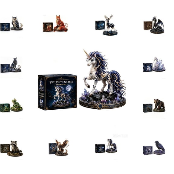 2026 New Mythical Guardian 3D Beaded Animal Kit, Diy Animal Beading Kit for Beginners (Twilight Unicorn)