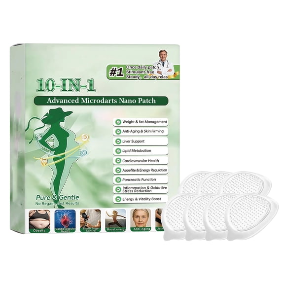 2026 New Nano Mikron 10-In-1 Patch, Advanced Herbal Skin Patch for Women & Men, Gentle Non-Irritating Design and All Skin (1 Box)