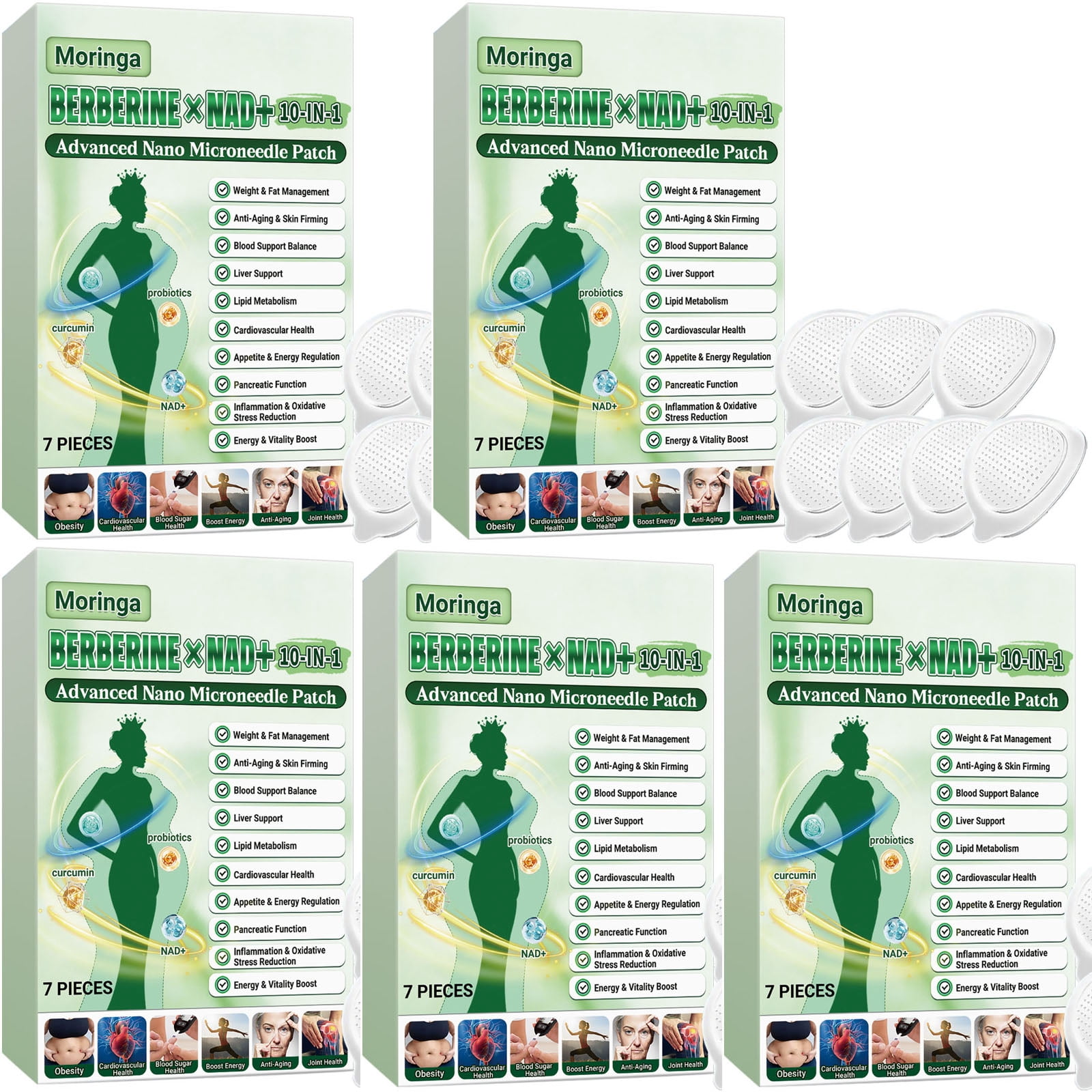 2026 New Nano Mikron 10-in-1 Patch, Advanced Herbal Skin Patch for Women & Men, Gentle Non-Irritating Design for All Skin Types (5 Boxes/ 35 Patches)